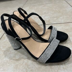 Sonix Black Heels with Sparkling Silver Accents